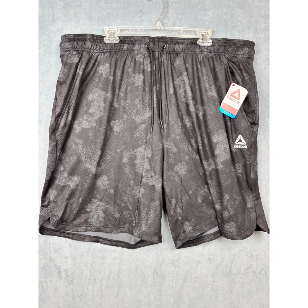 Reebok RBK-DRY Mens 3XL Black Grey Camo Athletic Gym Training Shorts 9in Inseam